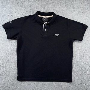 Emporio Armani Polo Shirt Mens XL Black Pique Cotton
